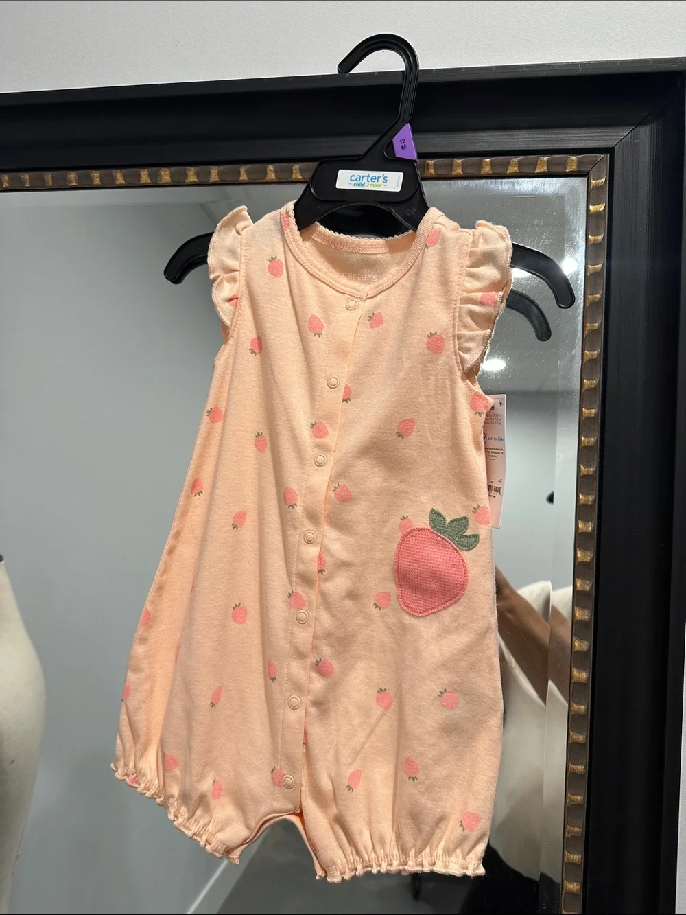 Carter's Strawberry Print Sleeveless Romper in Pink